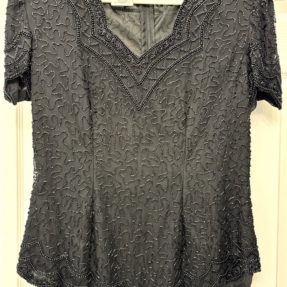 Black Sequin Blouse
